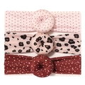 Lot de 3 bandeaux bébé avec pois roses, imprimé léopard beige et motifs bordeaux - Style MS2049