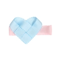 Handmade ribbon bow hair clip with sweet pink and light blue woven heart for girls - Blue Heart