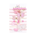 Set di 8 fasce per neonati in nylon con fiori di seta rosa e fiocchi luccicanti - Set MS2107