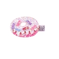 Dettaglio del fermaglio per capelli donut con glitter rosa e glassa bianca per bimbe - Stile Ciambella (MC1856)