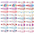Set of 40 colorful painted metal teardrop hair clips with assorted cute patterns - Large Mixed Series (MS2962)