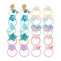 Set of 20 colorful children hair ties with glitter resin hearts stars and rainbows - Assorted Mix Styles (MS10)