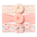 Lot de 3 bandeaux bébé avec nœuds donut, imprimés floraux et designs rose pêche uni - Style MS2047