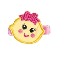 Schattige gele citroen geborduurde haarclip met roze fluwelen strik voor meisjes - MC451 Citroen Baby