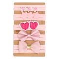 Set di 5 fasce per capelli rosa neonato con fiori di pizzo, stelle, cuori e fiocchi - MS2522 Rosa Carino