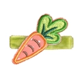 Barrette à cheveux carotte brodée pour enfants avec ruban en velours vert - MC454 Carotte