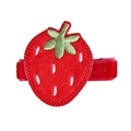 Jolie pince à cheveux fraise brodée en feutre rouge avec feuilles vertes pour enfant - MC455 Fraise Rouge