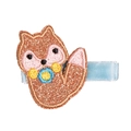 Barrette à cheveux renard brodé pour enfants avec fil pailleté et velours bleu doux - MC456 Écureuil Café Clair