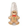 Barrette bonhomme de pain d'épices étincelante avec texture cuir et paillettes argent - Bonhomme en pain d'épices