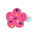 Barrette à fleurs en feutre avec broderie colorée et pince recouverte de velours bleu - MC460 Fleur Rose Rouge