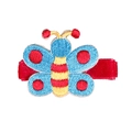 Barrette papillon brodée bleue à pois rouges avec base en ruban de velours doux - MC462 Papillon Bleu