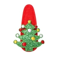 Red felt Christmas tree hair clip with sparkling green glitter and colorful embroidery - Christmas Tree