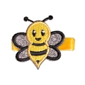 Barrette à cheveux abeille brodée avec fils jaunes et paillettes argentées brillantes - MC463 Petite Abeille