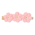 Bandeau à fleurs roses au crochet fait main pour bébés avec bande nylon souple - Bandeau / Rose