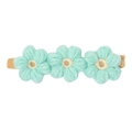 Bandeau bébé fait main avec fleurs au crochet vert menthe et ruban élastique en nylon - Bandeau / Bleu Fluorescent