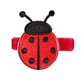 Barrette à cheveux brodée coccinelle pour enfant avec pince en ruban rouge - MC465 Petit Scarabée
