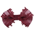 Barrette nœud rouge vin pour filles avec maille scintillante et texture tricotée - Nœud en Maille Blanc