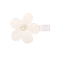 Pinza de pelo con flor blanca y perla bordada para niñas y bebés - Clip de Flor de Cinco Pétalos de Perlas Artificiales (MC2421)