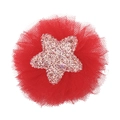 Red mesh flower hair clip with a pink glitter star centerpiece for children - Glitter Mesh Star
