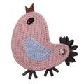 Pince à cheveux oiseau en tricot rose et bleu avec broderies et petit strass - Poussin au Tricot