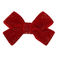 Red glitter velvet bow hair clip with gold sparkles for festive hair styling accessories - Glitter Red Bow