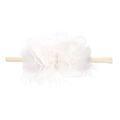 Fascia per neonati con farfalla in pizzo bianco, perline e morbida fascia elastica - MB933 Fiocco Perla Bianca