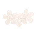Pinza para el pelo de margaritas bordadas blancas para niñas con diseño de tres flores - Clip de Flor de Coral (MC2416)