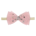 Pink tutu mesh bow headband with silver stars and pearls for girls and princesses - Hair Band / Anna Pink Hairband