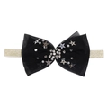 Sparkly black tutu tulle bow headband with gold glitter band and sequin stars - Hair Band / Elegant Black Hairband