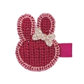 Barrette à cheveux lapin tricoté avec tête rouge et nœud à paillettes dorées - Style Lapin Tricoté