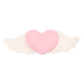 Pink plush heart hair clip with white wings and delicate hand-stitched edges - Heart Shape Clip (MC976)