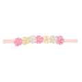 Baby Haarband aus Nylon mit sieben Seidenblumen und kleinen zarten Kunstperlen - MB938 Handgefertigtes Gänseblümchen