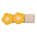 Handgefertigte Haarspange mit zwei gelben bestickten Blumen auf beiger Satin-Basis - Bestickte Gelbe Blume