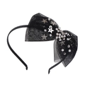 Serre-tête en tulle noir avec paillettes et étoiles en perles pour petites filles - Noir Élégant Serre-tête