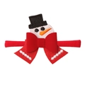 Bandeau de Noël pour bébé en velours rouge avec bonhomme de neige brodé et nylon - Bonhomme de Neige Brodé Mignon (MB3005)