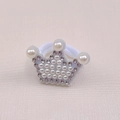 Élastique à cheveux couronne strass rose et perle blanche pour enfants à haute élasticité - Forme de Couronne en Perles et Strass(MT026)