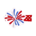 Independence Day hair clip featuring red white and blue fireworks embroidery and polka dot ribbon - Fireworks Style