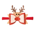 Bandeau élastique pour bébé avec nœud rouge pailleté et bois de renne pour Noël - Nœud Renne de Noël (MB3007)