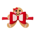 Elastic red baby headband with a cute felt gingerbread man and big festive bow - Gingerbread Man Felt Bow (MB3010)