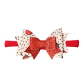 Infant Christmas nylon headband with strawberry polka dot bow and red glitter accent - Strawberry Polka Dot Glitter Bow (MB3011)