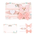 3er-Set Baby-Stirnbänder mit rosa Glitzer-Schmetterlingen, Herzen und Samtschleifen - Rosa Pailletten Schmetterling Samt Herz Stil (MS2004)