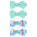 Set of 4 mint green grosgrain ribbon hair bows for girls with cute mermaid patterns - Mermaid Green Style (Green)