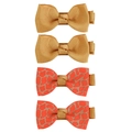 Set of 4 yellow grosgrain bow hair clips with giraffe print for children hair - Ms3014 Orange-yellow Torrid / -