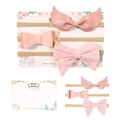 3er-Pack rosa Baby-Stirnbänder mit Schmetterlingsflügeln und Blumen-Schleifen - Rosa Kunstleder Flügel Stoff Schleife Stil (MS1985)