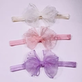 Lot de 3 bandeaux bébé avec nœuds en résille à pois en rose, blanc et lilas pastel - Lot De 3 Ms3341 / -