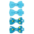 Set of 4 blue grosgrain ribbon bow hair clips with solid color and polka dot patterns - Ms3013 Blue Polka Dot / -