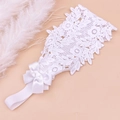Diadema de encaje blanco con lazo de satén y motivos florales para bebés niñas - Estilo Encaje Floral Exquisito Lazo (MB5239)