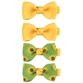 Set of 4 yellow and sunflower pattern grosgrain ribbon bow hair clips for girls - Sunflower Yellow Style (Yellow)
