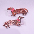 Fermagli per capelli a forma di bassotto glitterato con fiocchi rosa per bambini - Stile Cane Bassotto (MC3322)