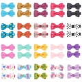 40-piece set of colorful grosgrain ribbon bow hair clips with varied patterns for girls - Mixed Style